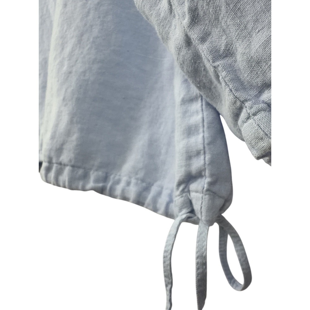 Spirit Activewear Light‎ Blue 100% Linen Drawstring Hem Blouse XL Top - Picture 5 of 8